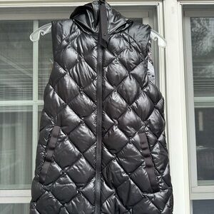 Lululemon Down For It All Vest Womens Black Reversible Snake Print Hooded Gym 6